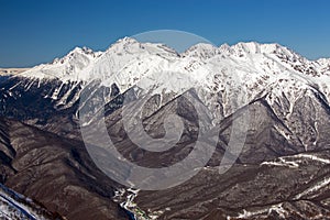 Ski resort Rosa Khutor. Mountains of Krasnaya Polyana. Sochi, Russia