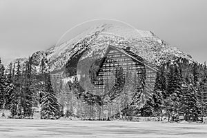 Ski Resort in Tatras mountains, Strbske Pleso Lake in Winter