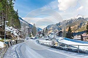 Ski resort town Bad Gastein in winter snowy mountains, Austria, Land Salzburg