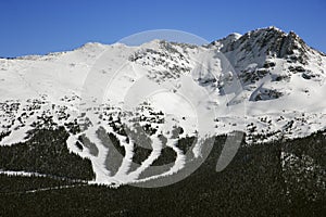 Ski resort trails on mountain.