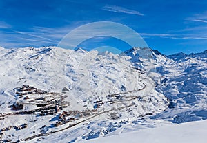 Ski resort Val Thorens. Villages of Les Menuires and Val Thorens. France