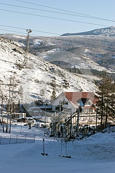 Ski resort in the winter