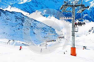 Ski resort in winter Alps. Val Thorens, 3 Valleys, France