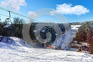 Ski resort in winter near Winterberg in the Hochsauerland district