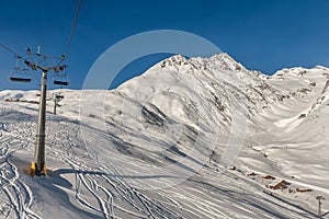 Ski resorts Andermatt and Sedrun in Switzerland