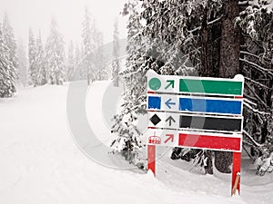 Ski run sign