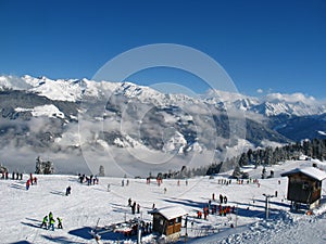 Ski school on the slope