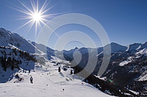 Ski slope in austrian alps