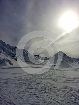 Ski slope in Les Contamines Montjoies, France photo