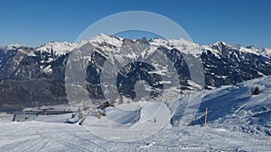 Ski slope and high mountains