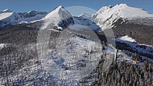 Ski slope in High Tatras mountains aerial