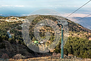 Ski slope and lift poles at the ski center of Mount Olympus, Cyprus