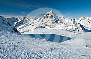 Ski slope on Matterhorn glacier