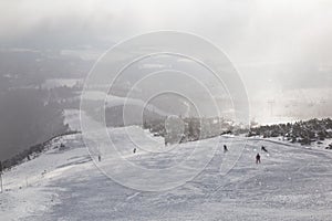 Ski slope in mountain resort
