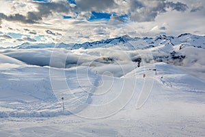 Ski Slope near Madonna di Campiglio Ski Resort, Italian Alps