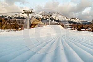 Ski slope at ski resort Tatranska Lomnica, Slovakia