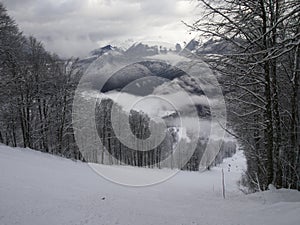 Ski slope in Rosa Khutor, Russia