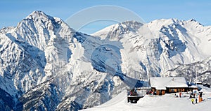 Ski holidays on the slopes of the Italian Alps photo