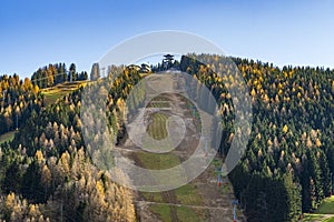 A ski slope at Semmering, Austria, in the late winter