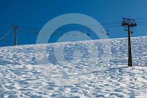 Ski Slope and Ski Lift near Megeve in French Alps