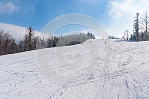 Ski slope in Szczyrk in Beskid Mountains