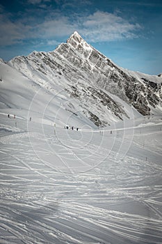 Ski slope and the top of a big Mountain, Hintertux, Austria