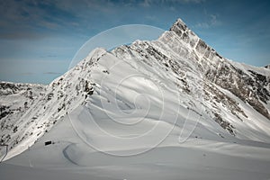 Ski slope and the top of a big Mountain, Hintertux, Austria