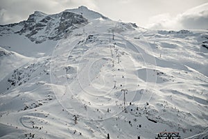 Ski slope and the top of a big Mountain, Hintertux, Austria