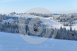 Ski slope in winter resort in Bialka Tatrzanska