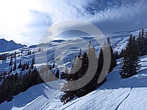 Ski slopes in Alps in Austria