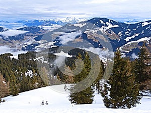 Ski slopes in Alps in Austria