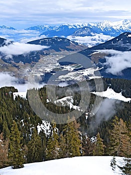 Ski slopes in Alps in Austria