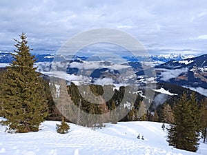 Ski slopes in Alps in Austria