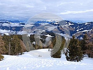 Ski slopes in Alps in Austria