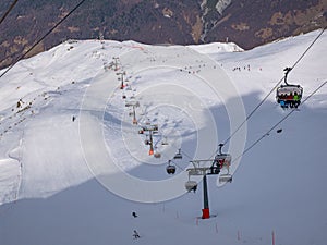 Ski slopes of Bormio in winter season