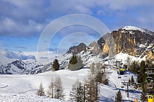 Ski slopes on the high mountain