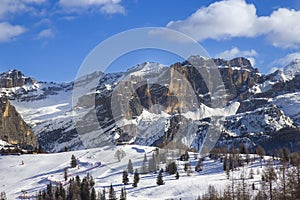 Ski slopes on the high mountain