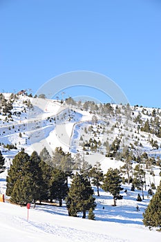 The ski slopes of La Serra, Vallnord, the sector of skiing Pal, the Principality of Andorra, Europe. photo