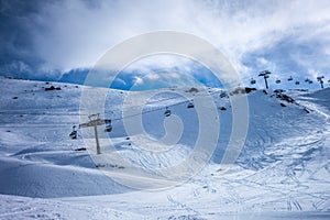 Ski slopes and mountains of Les Menuires in the french alps