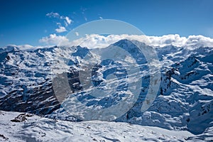 Ski slopes and mountains of Les Menuires in the french alps