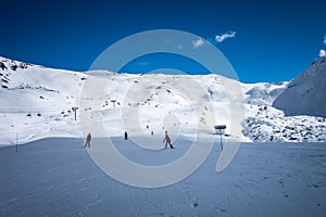 Ski slopes and mountains of Les Menuires in the french alps