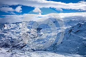 Ski slopes and mountains of Les Menuires in the french alps