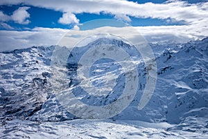 Ski slopes and mountains of Les Menuires in the french alps