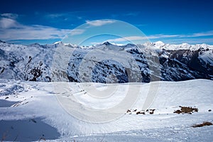 Ski slopes and mountains of Les Menuires in the french alps