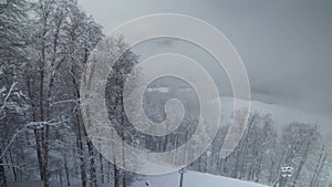 Ski slopes on North slope Aibga Ridge Western Caucasus at all-season resort Gorky Gorod stock footage video