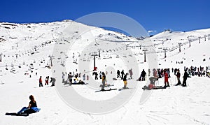 Ski slopes of Pradollano ski resort in Spain photo