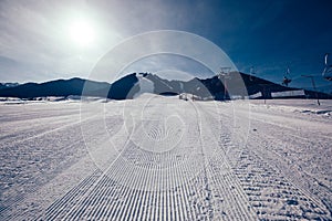 Ski slops on mountains ski resort photo