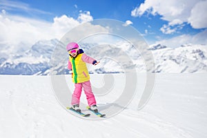 Ski and snow winter fun for kids. Children skiing