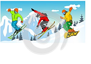 Ski and Snowboard Character landscape