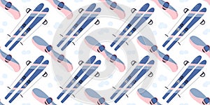 Ski and snowboard cross seamless pattern design photo